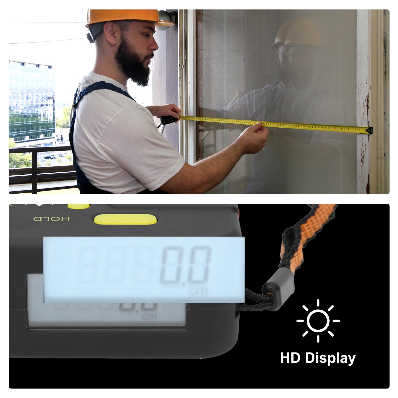 Massband Entfernungsmesser,Entfernungsmesser Digital,5m Digitales LCD Display Maßband Elektronisches Maßband Holzbearbeitungslineal,Mit Datenaufbewahrungsfunktion