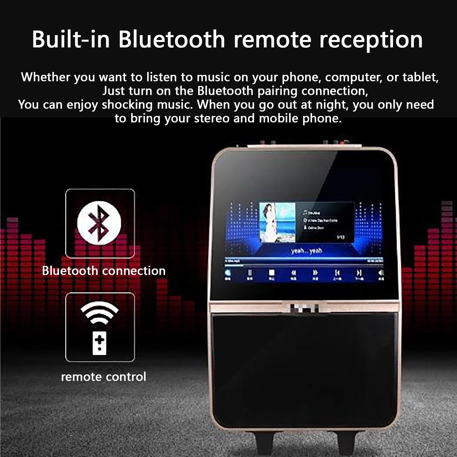 Macchina per Karaoke con 2 microfoni Wireless, connessione Intelligente + Schermo dello Stesso Telefono Cellulare, Ideale per Balli di Gruppo all;Aperto.