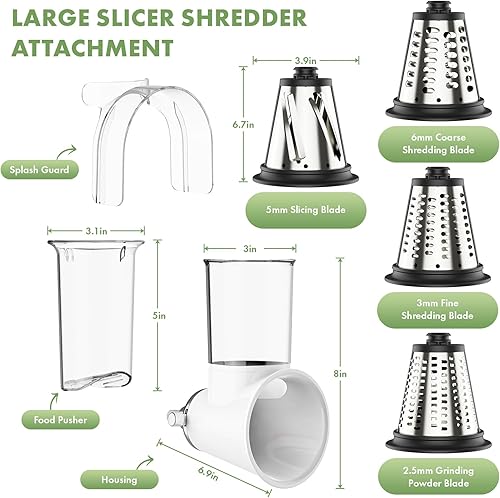 Miniatura 2 de Accesorio para rallador de queso para Kitchenaid, rallador de queso grande con conducto de alimentación de 3 pulgadas y barrera a prueba de