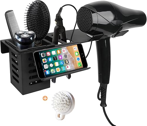 Yimerlen - Soporte para secadora y alisador, soporte para el cabello, organizador de herramientas montado en la pared, alisadores multifuncionales Yimerlen - Soporte para secadora y alisador, soporte para el cabello, organizador de herramientas montado en la pared, alisadores multifuncionales