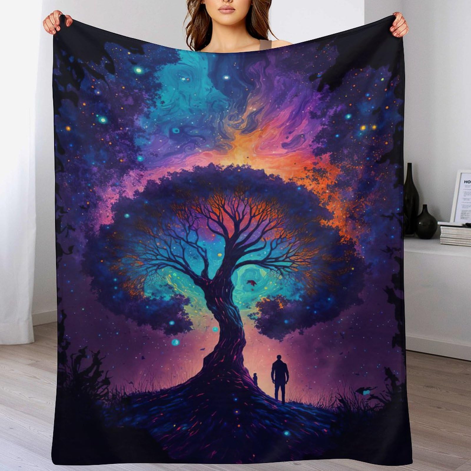 Plaid Couverture Polaire Arbre de Vie pour Rester au Chaud sans Effort sur le Lit
