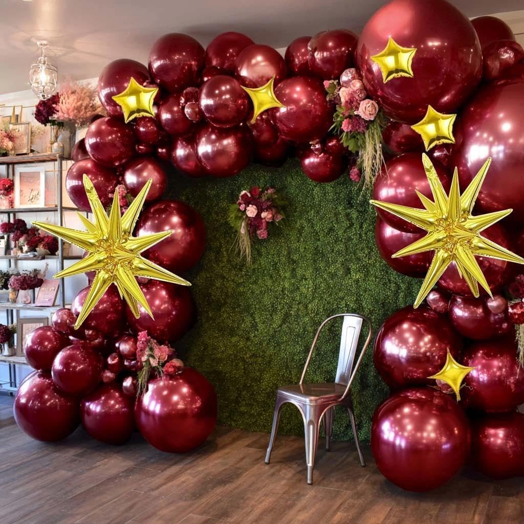 Burgundy White Balloon Arch Pearl White Balloons Gold Balloon Arch Kit Pearl Sand Balloons Different Size For Wedding Bridal Anniversary Engagement Prom Party Decorations