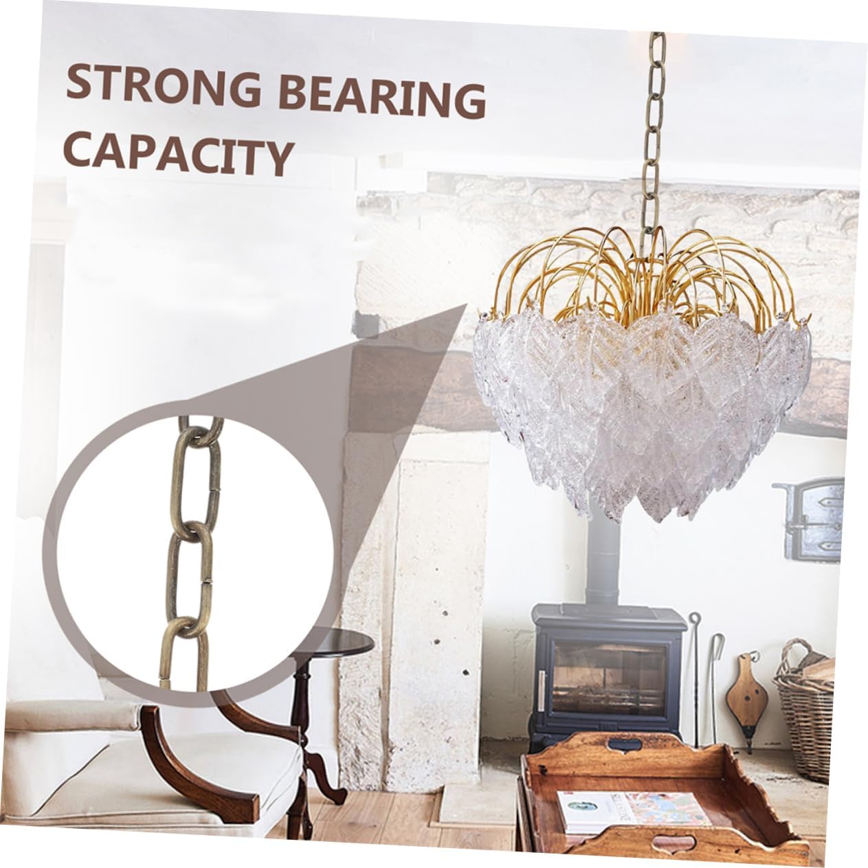 Ciieeo 2pcs Chandelier Chain Heavy Duty Metal Light Fixture Chain Decorative Pendant Light Hanging Accessory for Home Lighting Suitable for DIY and Indoor Use