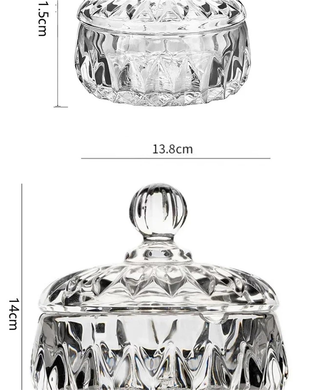 Bonbonglas Kreative Candy Jar Kristall Glas Candy Boxs Haushalt Transparent Zucker Jar Snack Lagerung Flaschen Mit Deckel for Lebensmittel Lagerung FüR SüßWaren(Clear,10.5 * 11.5cm)
