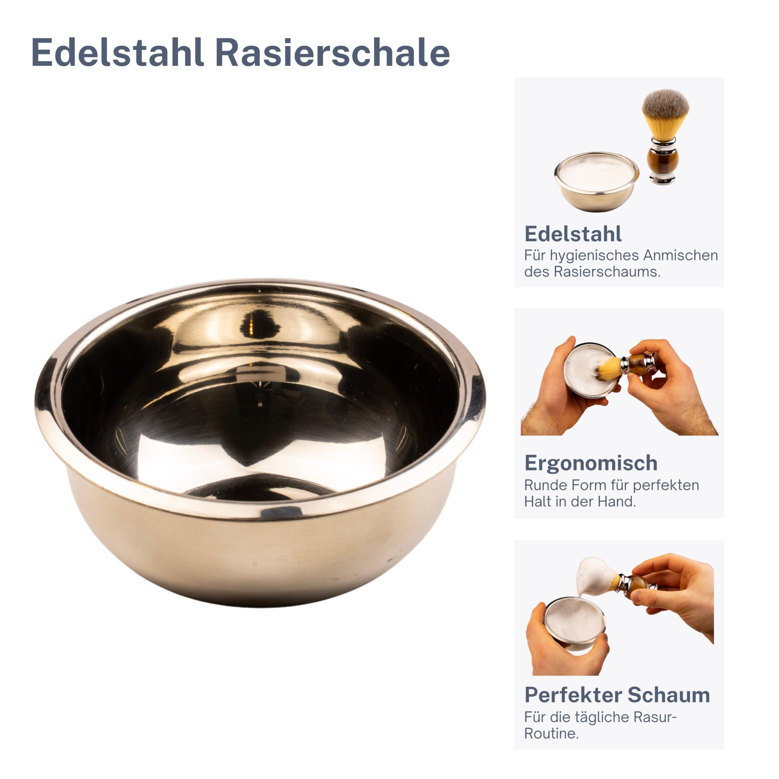 Rasiermesser Set für Herren – Klassisches Rasiermesser mit fester Klinge inkl. Pinsel, Abziehriemen & Schale – Nassrasur Set für Einsteiger & Fortgeschrittene (Braun (Echtholz))