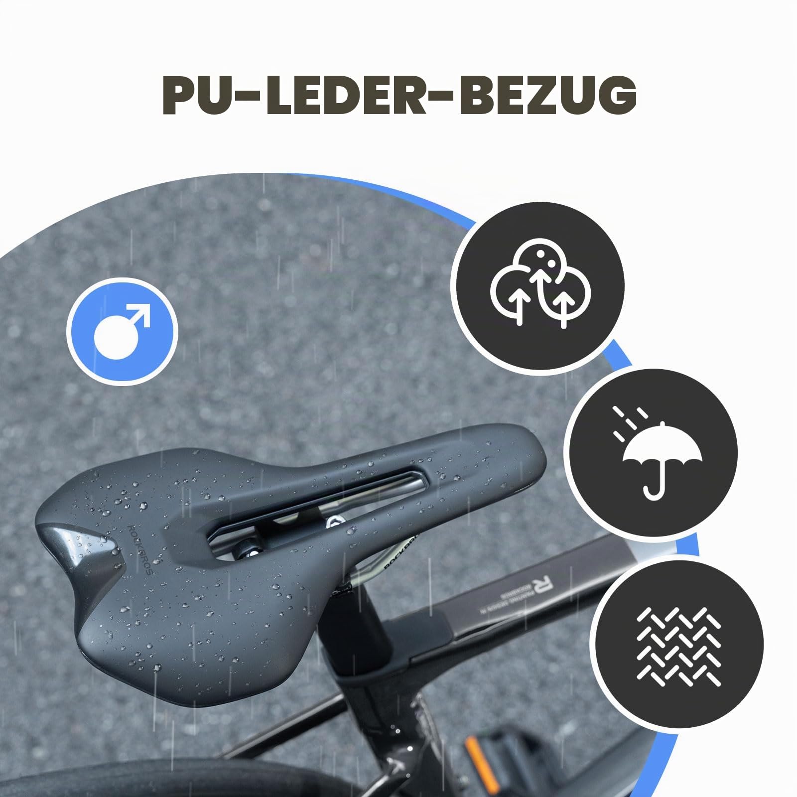 ROCKBROS Fahrradsattel Bequem Herren und Damen, Fahrrad Sattel Wasserdicht und Atmungsaktiv, Ergonomisch Sattel für Heimtrainer, MTB, Gravel, Rennrad und Ebike