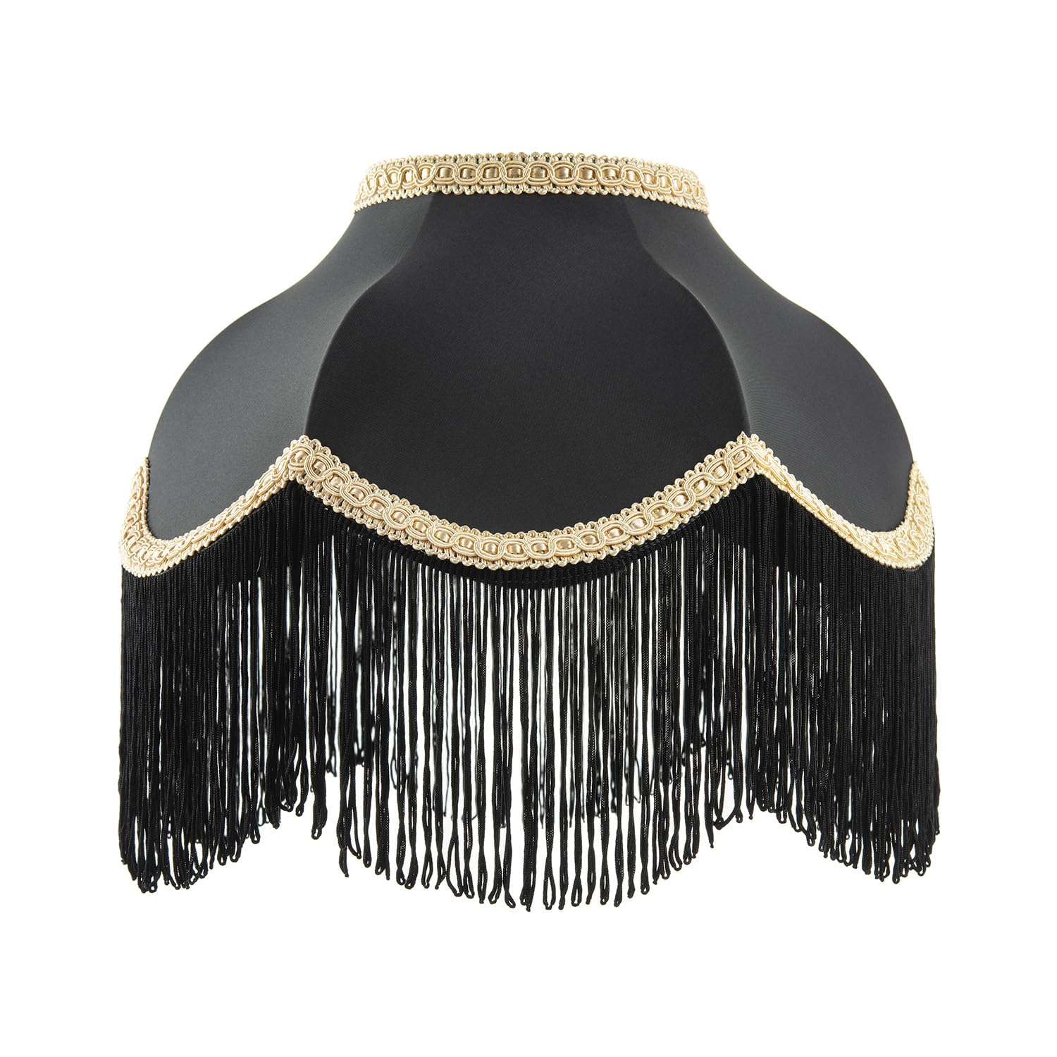 Rackhams Black/Gold Victorian Designed Empire Lampshade In Faux Silk With Trims