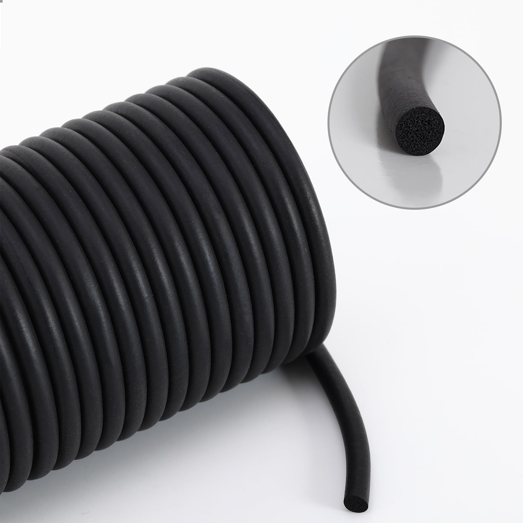 Black Backer Rod, Rubber Caulk Saver Concrete Filler Rope Weather Stripping for Gaps and Joints (Diametre 1/4in x Length 16.4ft)