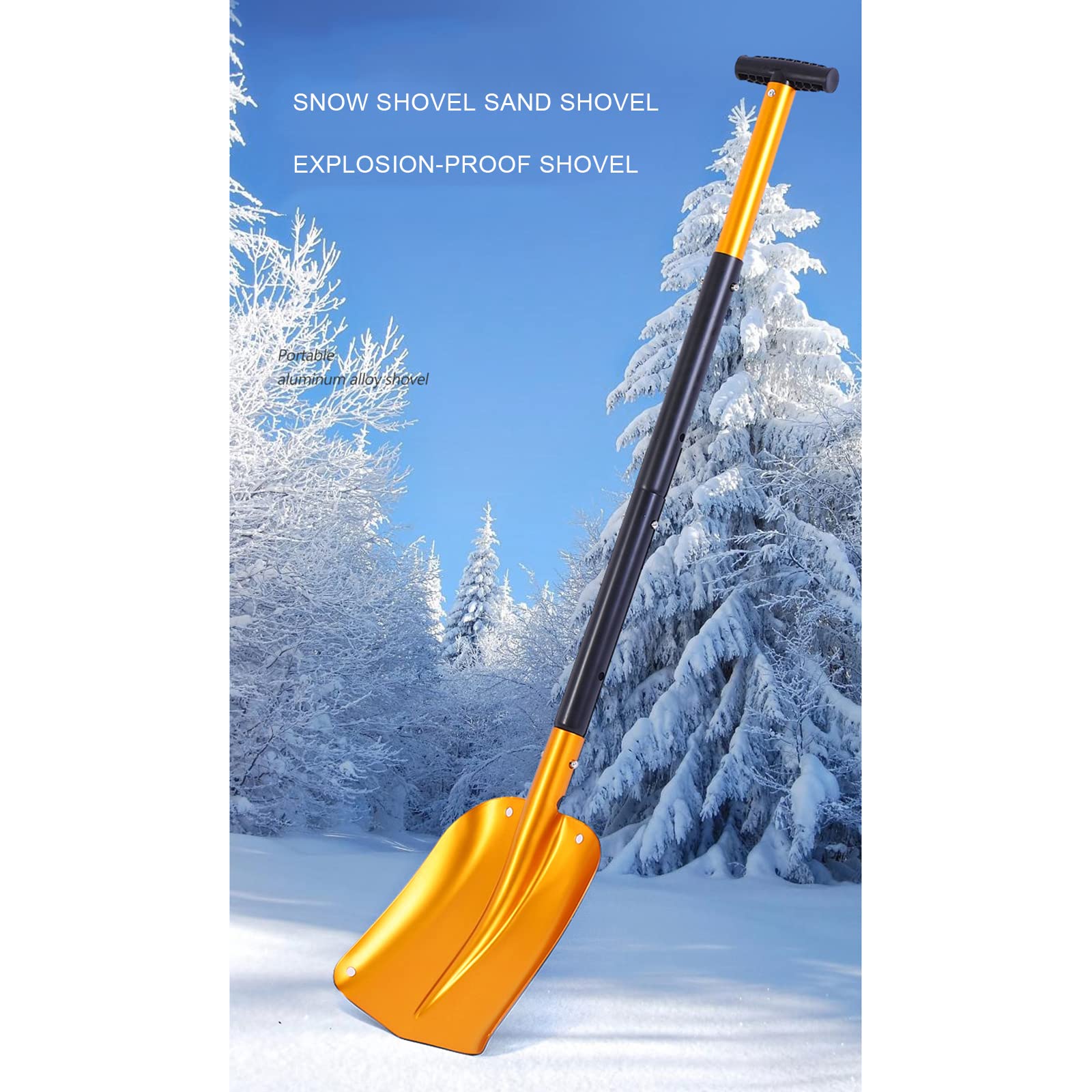 Pala De Nieve Portátil para Coche, Desmontable, Telescópica, para Invierno,Negro