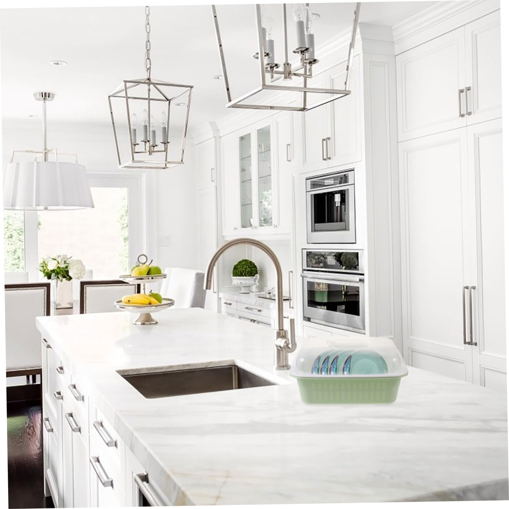 Stoviglie da Cucina in PP con Copertura Trasparente Organizer Scolaposate Compatto per Lavello e Piano Scaffale Essiccatore per e Piatti Facile da Montare Vassoio per Spazi Ridotti