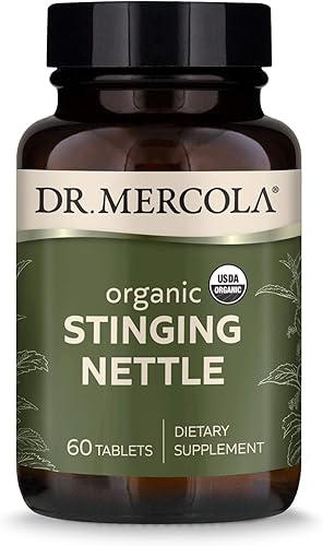 Dr. Mercola Suplemento dietético orgánico de ortiga, 60 porciones (60 tabletas), sin OMG, sin gluten, sin soja, USDA Organic