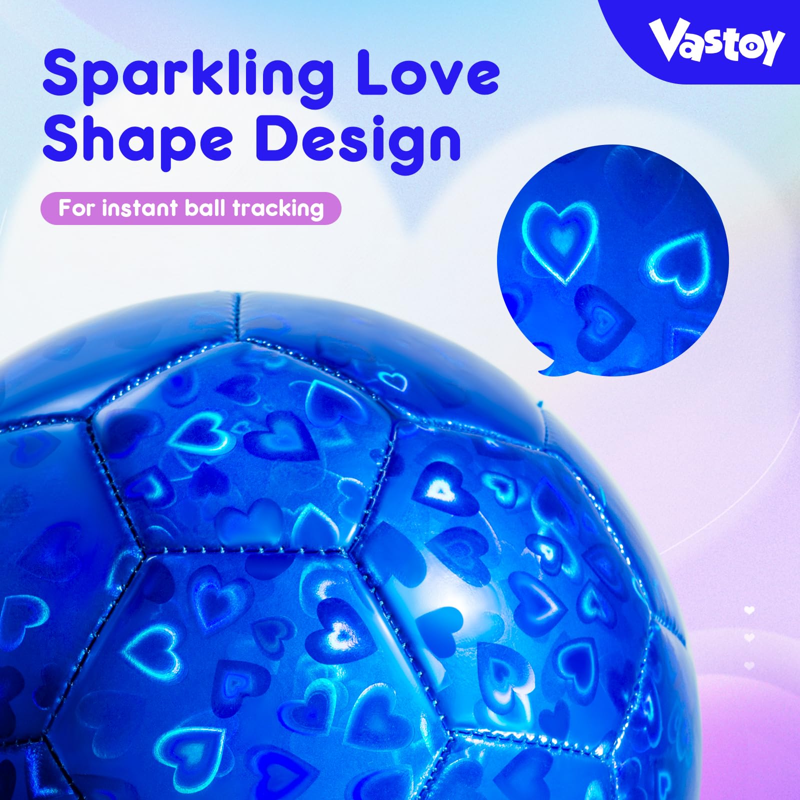 Vastoy 2Pcs Size 3 Football for Kids Age 3-8 Kids Football with Glittery Pattern Design Kid Footballs with Pump - Image 4
