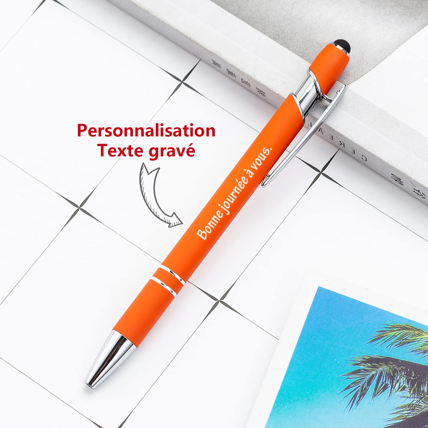 Brocade Creek 60 personalised ballpoint pens with names, with soft touch screen pens, dual purpose pens for study office - Image 2