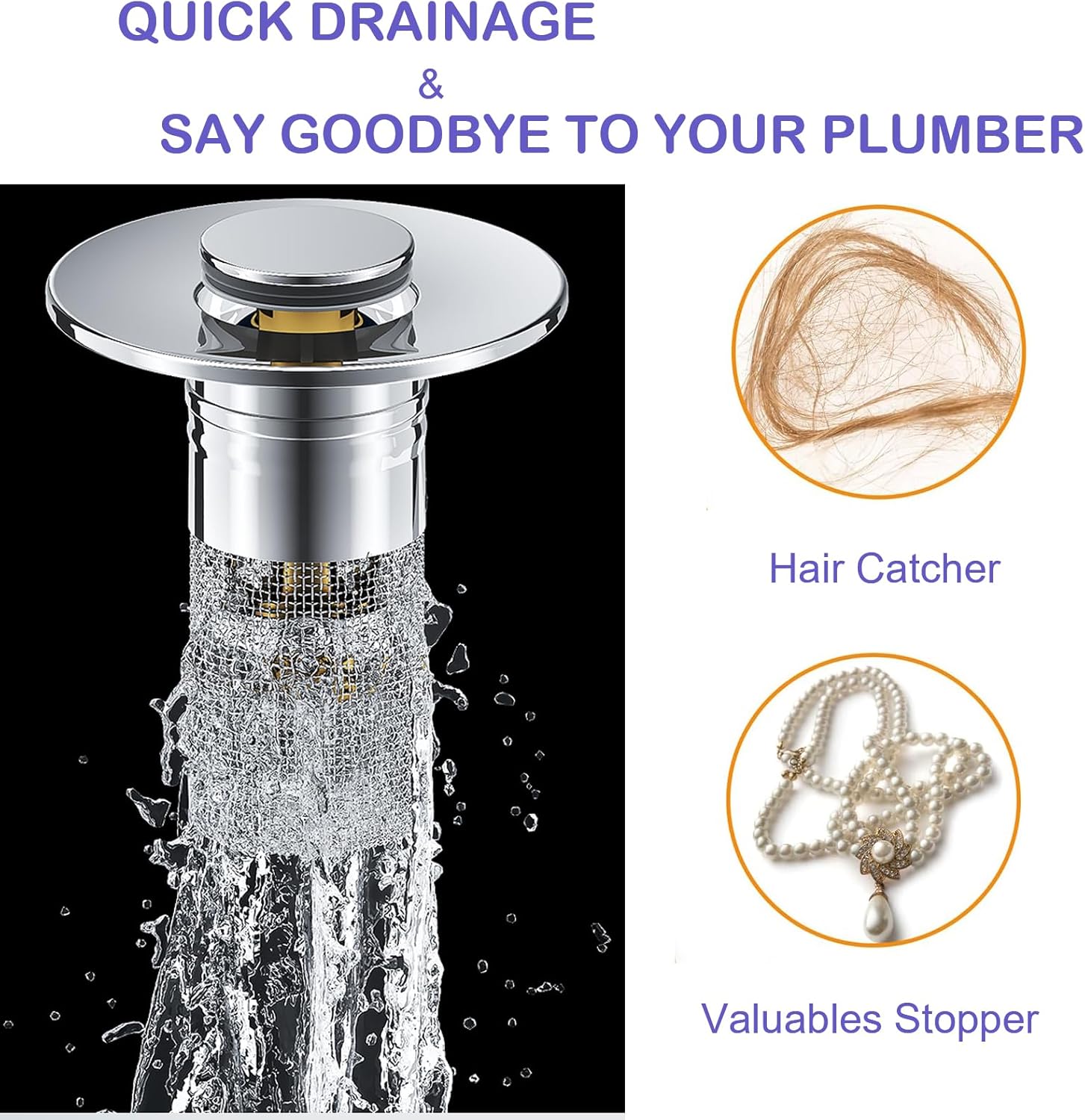 Bathroom Sink Drain Strainer,Sink Drain Strainer for Universal Replacement,Pop Up Small Bathroom Sink Stopper with Easy-Cleaning Stainless Steel Filter Basket Hair Catcher - Image 6