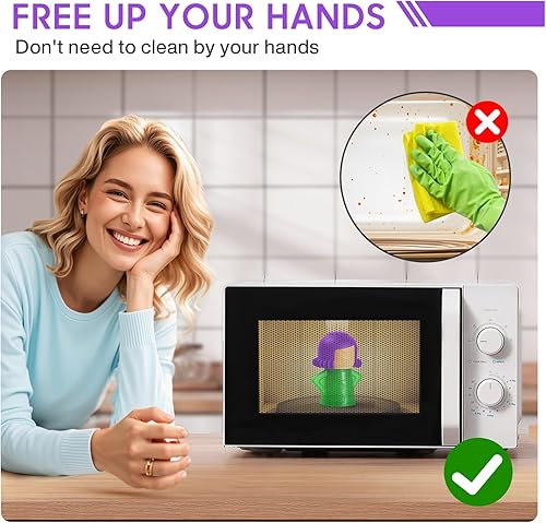 Miniatura 10 de Spardar Angry Mama - Limpiador a vapor para horno de microondas, paquete de 2 limpiadores de microondas para cocinas, la manera divertida y fácil de