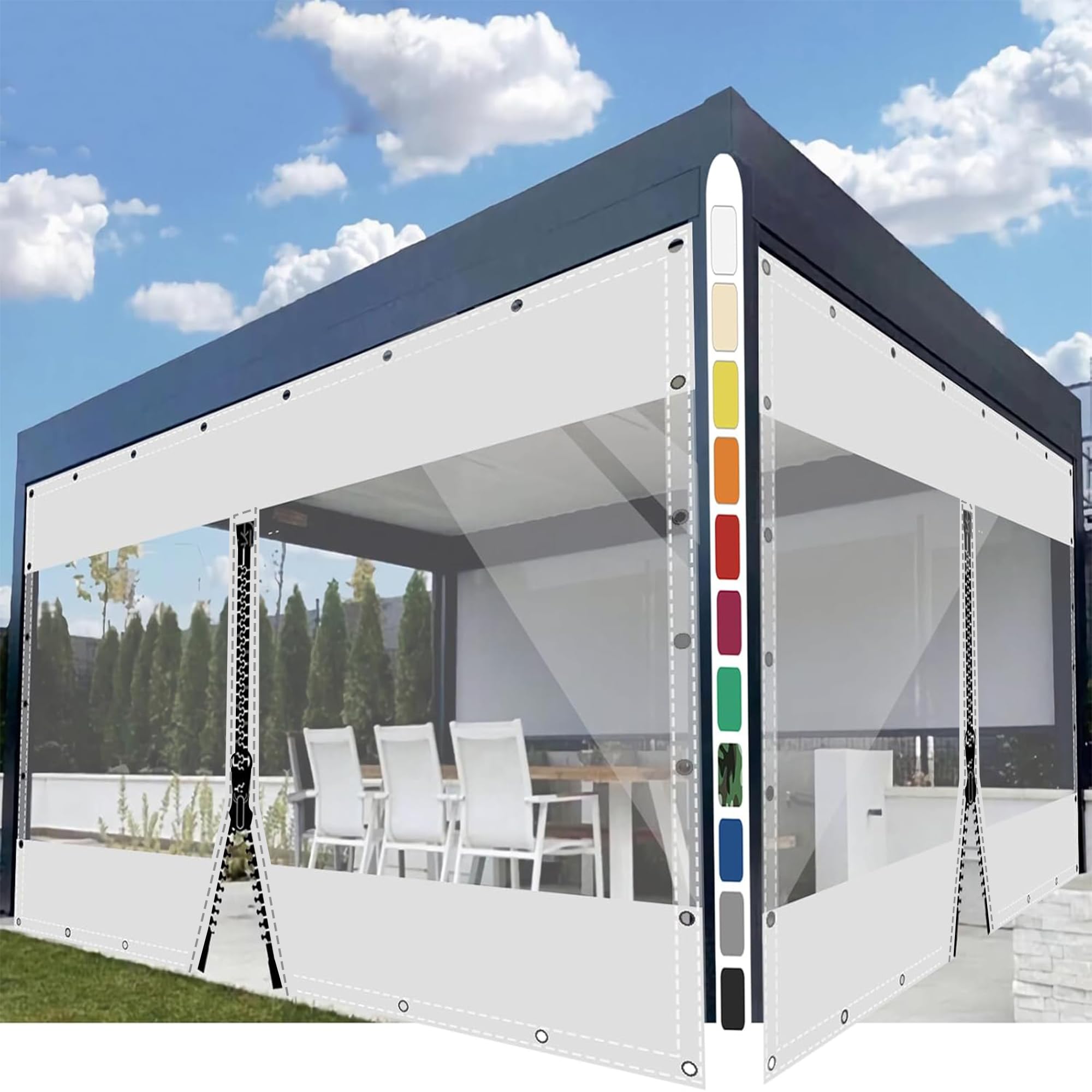 SDLLG Transparent PVC Tarpaulin, 0.5 mm 600g/㎡ with Eyelets,2mx3.8m — image 1