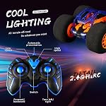 Intérieur RC Voiture Stunt Remote Control Jouets de voiture avec roues souples RC Voitures pour enfants en plein air avec LED phare & Crétins 360° Flips Double Sided Vehicle 2.4GHz télécommande pour garçons fille cadeau