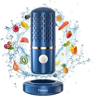 Fabenix Fruit and Vegetable Cleaning Machine, Fruit and Vegetable Cleaner, USB Wireless Food Purifier, Cleaner Device for Washing Fruits, Vegetables, Rice, Meat and Tableware (Blue), Medium