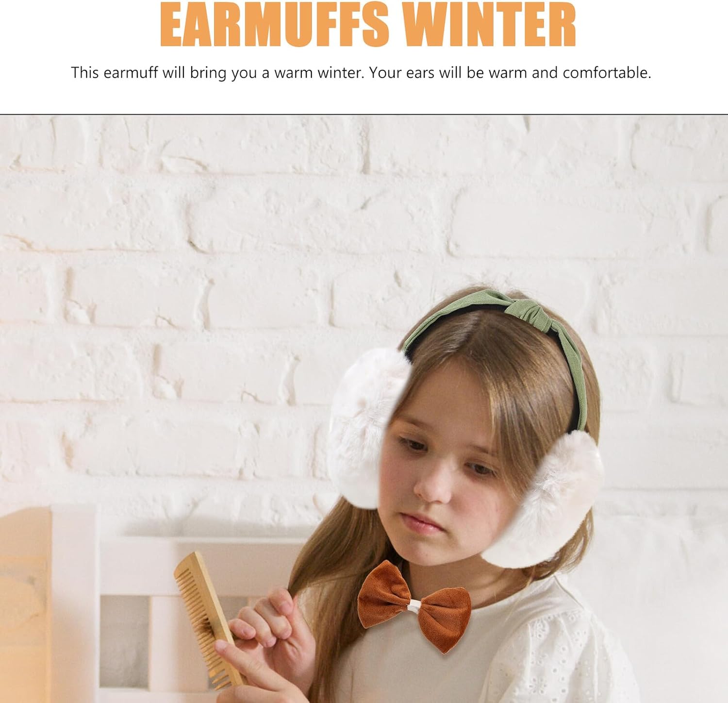 Ciieeo Winter Earmuffs Foldable Plush Ear Warmers for Adults Women Men Windproof Soft White Headband Cold Weather Protection
