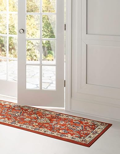 Miniatura 2 de Unique Loom Kashan Collection - Alfombra tradicional con diseño floral, color negro