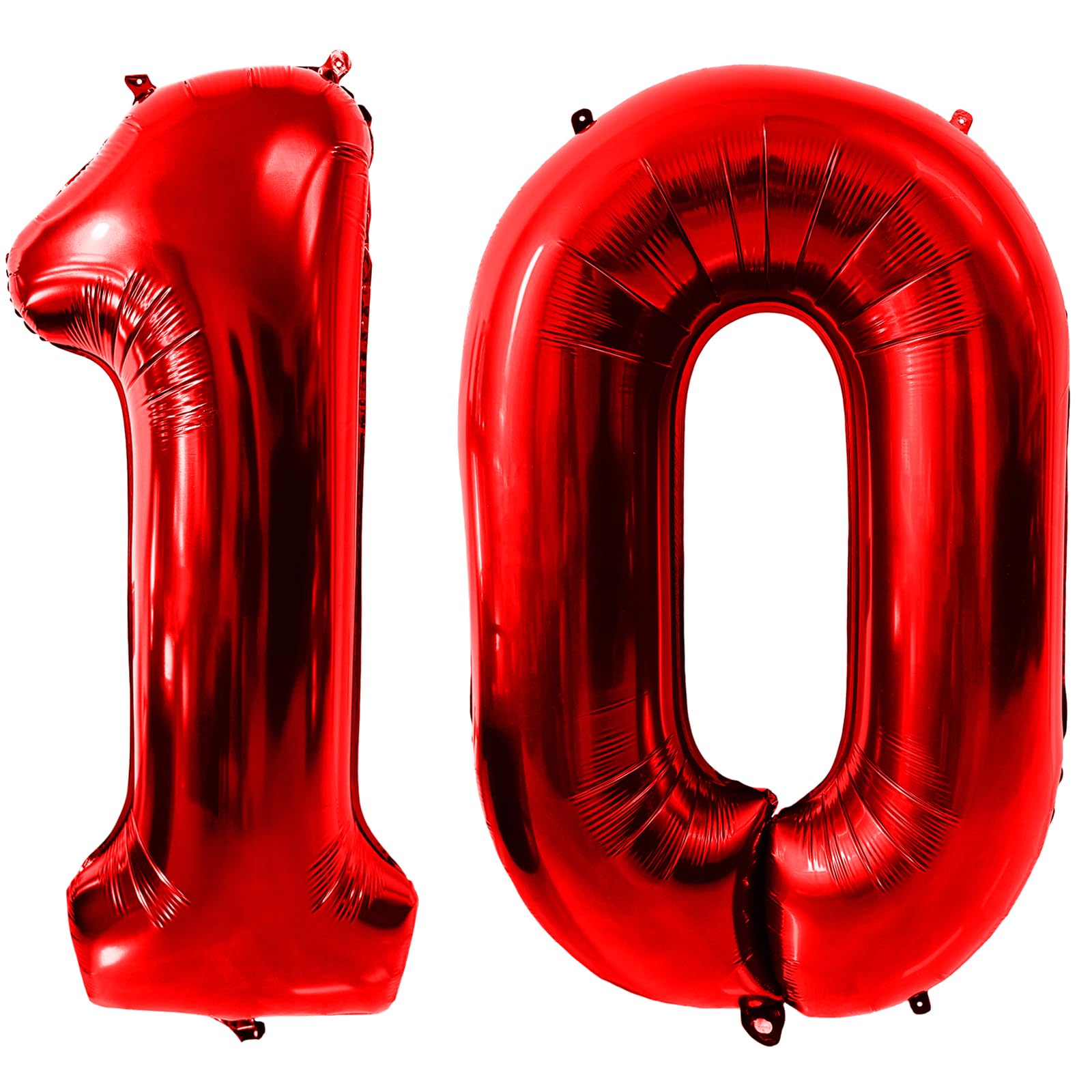 40 Inch Red Number 10 Balloons, Red 10 Balloon, Red Large Foil Number 10 Balloons, Birthday Wedding Anniversary Party Decoration Graduation Ceremony digital Decorations โ image 1
