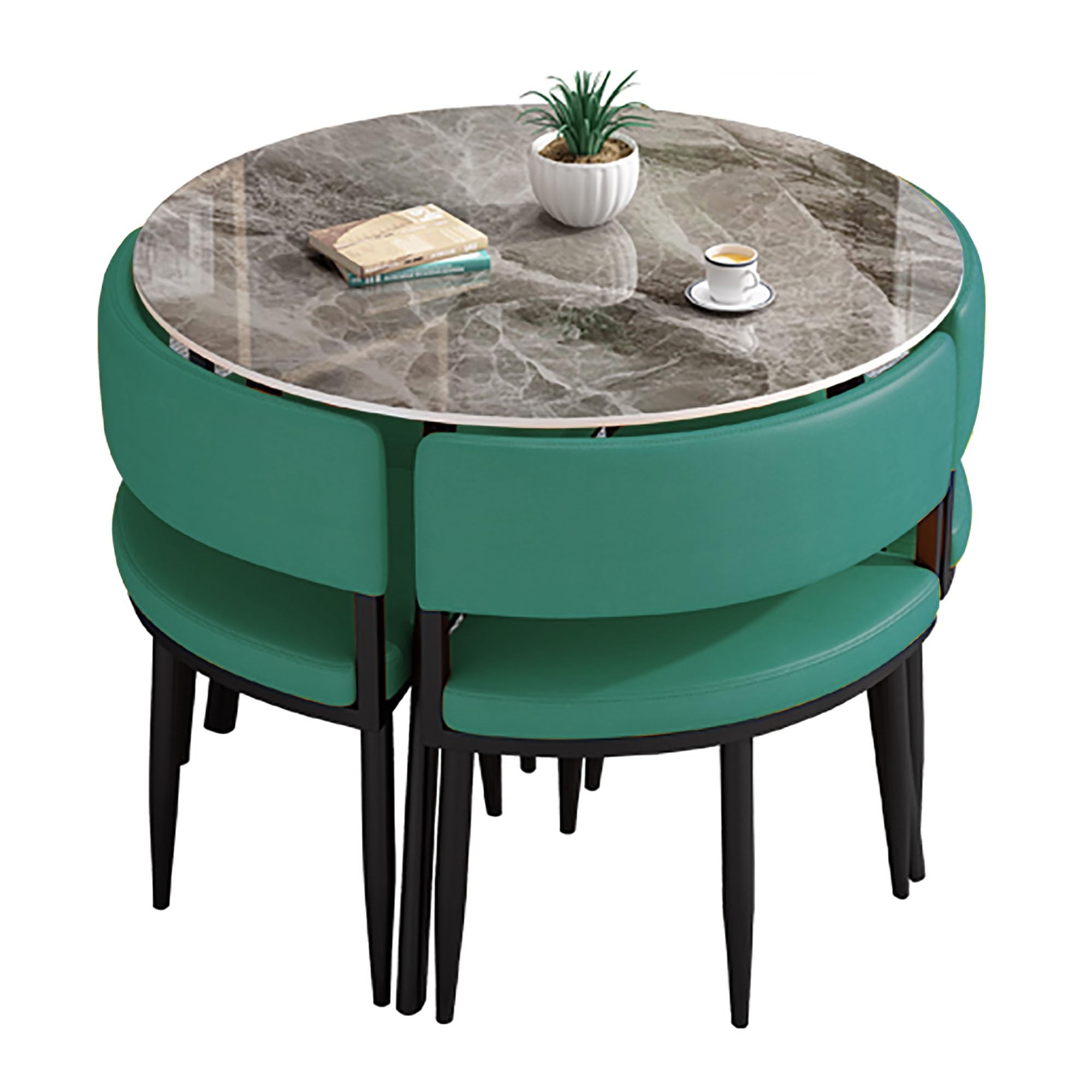 WOTZOV Contemporary 5 Piece Dining Set With Square/Round Table And 4 Chairs Ideal For Small Spaces,Round b 80cm/31.5in