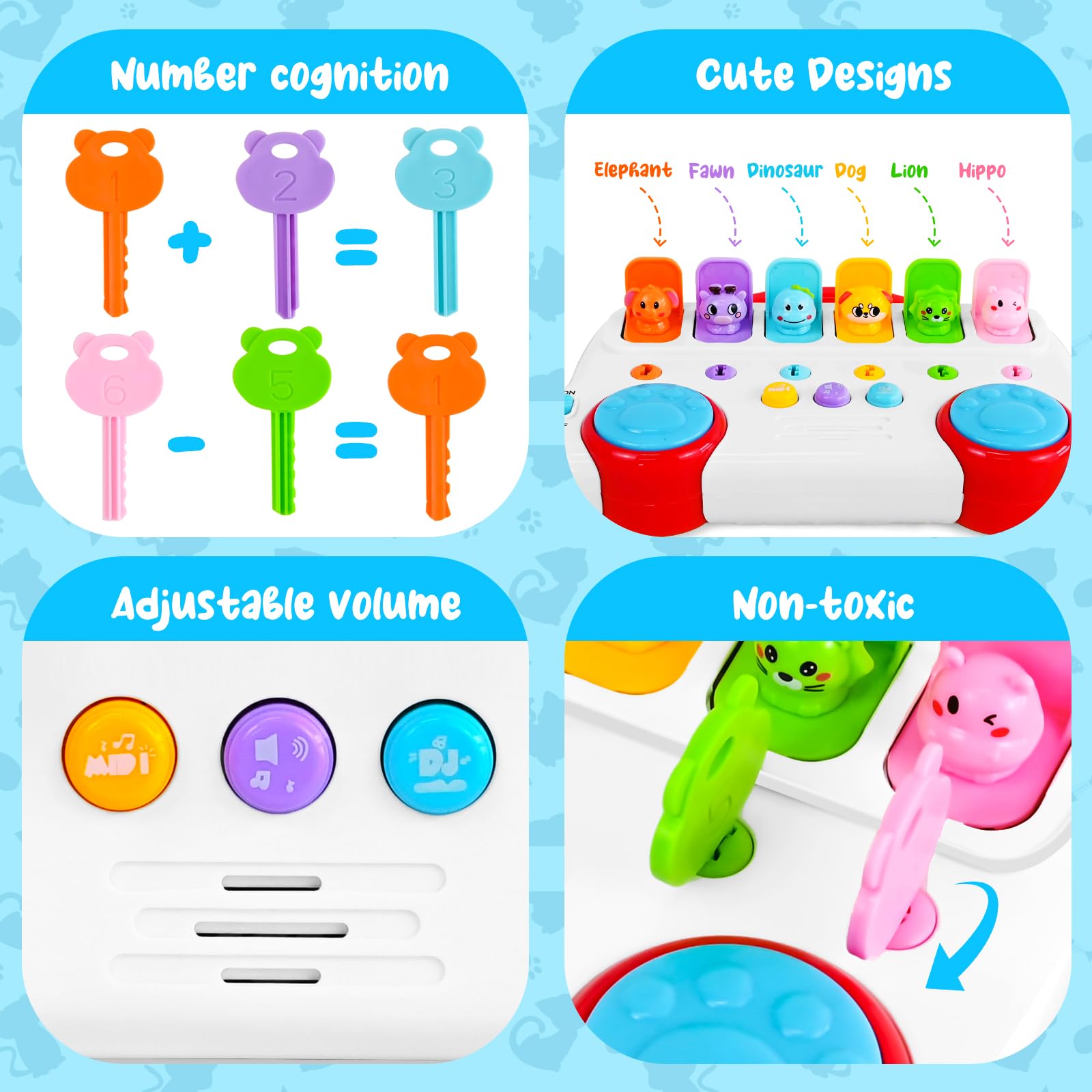 FORMIZON Jouet pour Bébé 1 an Jouet Montessori, Jouet Pop up avec 6 Animaux Musique et Lumières, Jeux Educatif pour 1 2 3 4 Ans Fille Garçon, Parfait pour Les Cadeaux d'anniversaire Noël - 3