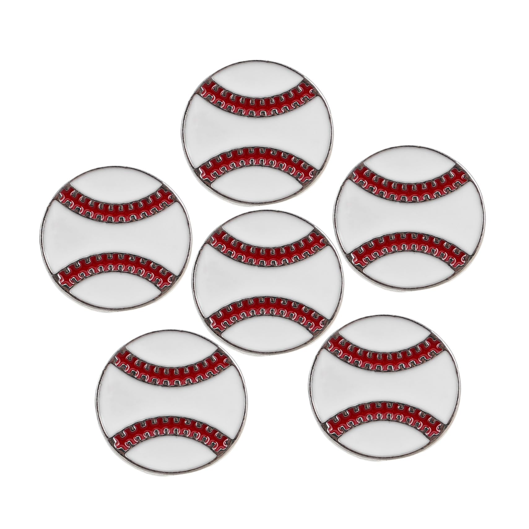 POPETPOP 6個 スポーツ風野球ブローチ レディースラペルバッジ カーディガンセーター用かわいい漫画ピン 野球ファン向けファッションアクセ