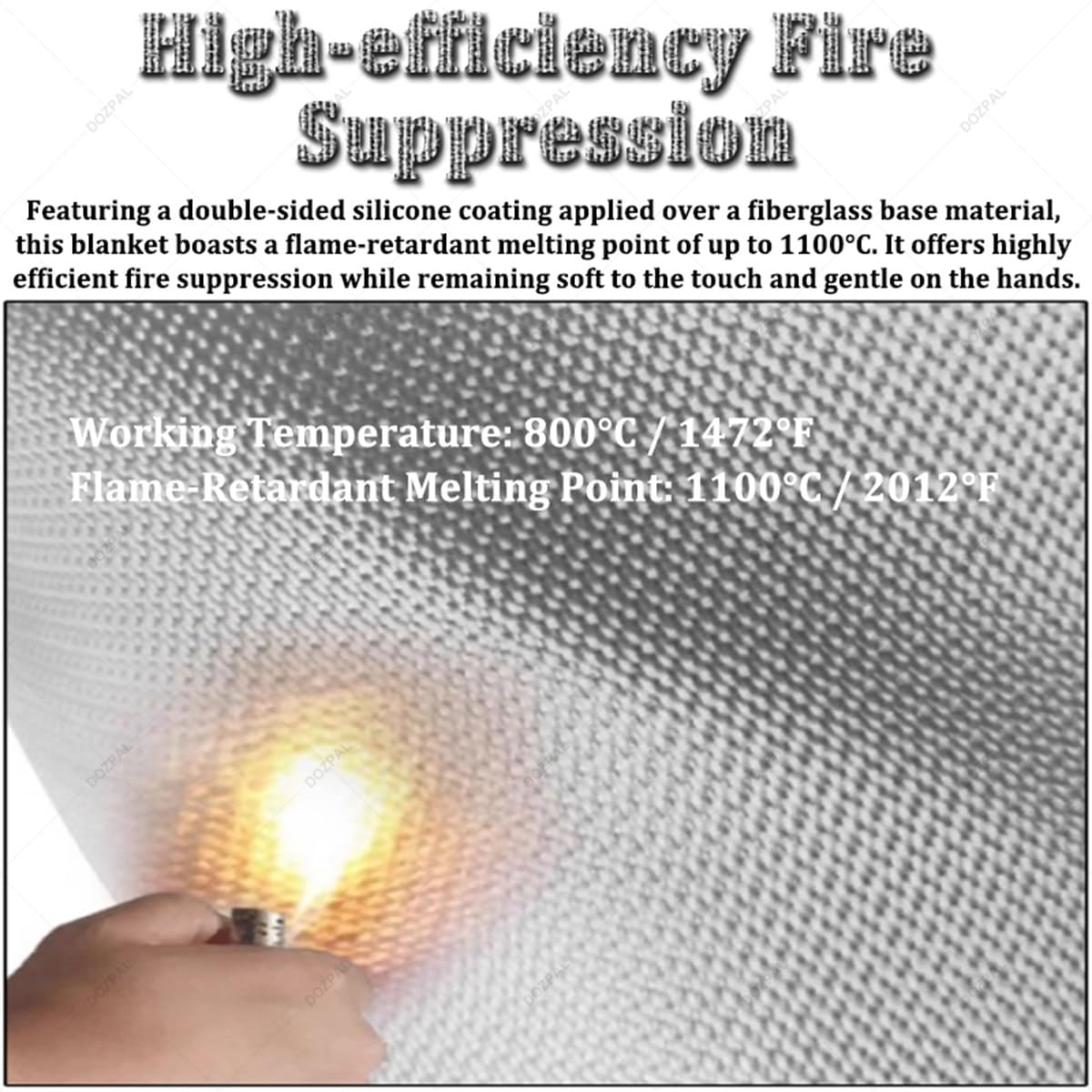 Manta ignífuga de Emergencia para vehículos, Mantas de Supervivencia seguras de Fibra de Vidrio y Silicona de Doble Cara, Manta ignífuga Reutilizable para Coche de hasta 1100 °C 3×4m
