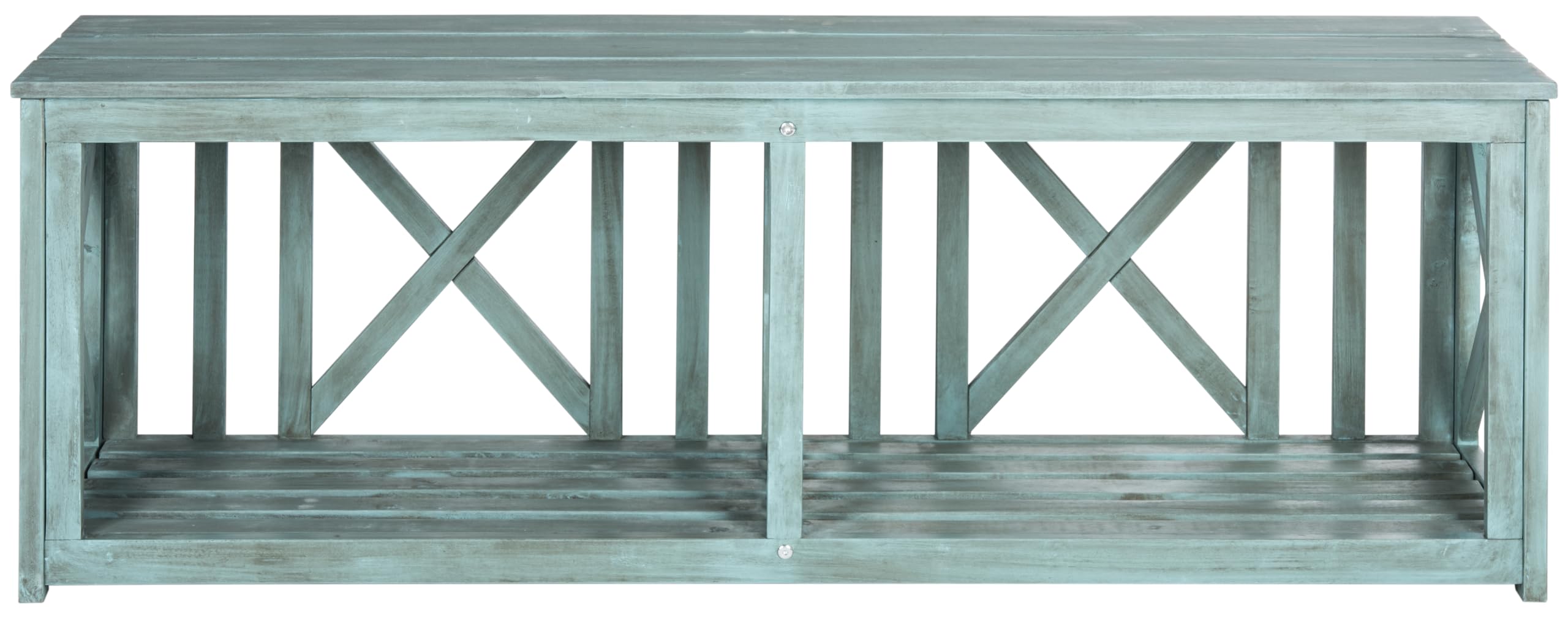 SAFAVIEH Outdoor Collection Branco White and Ash Grey Bench