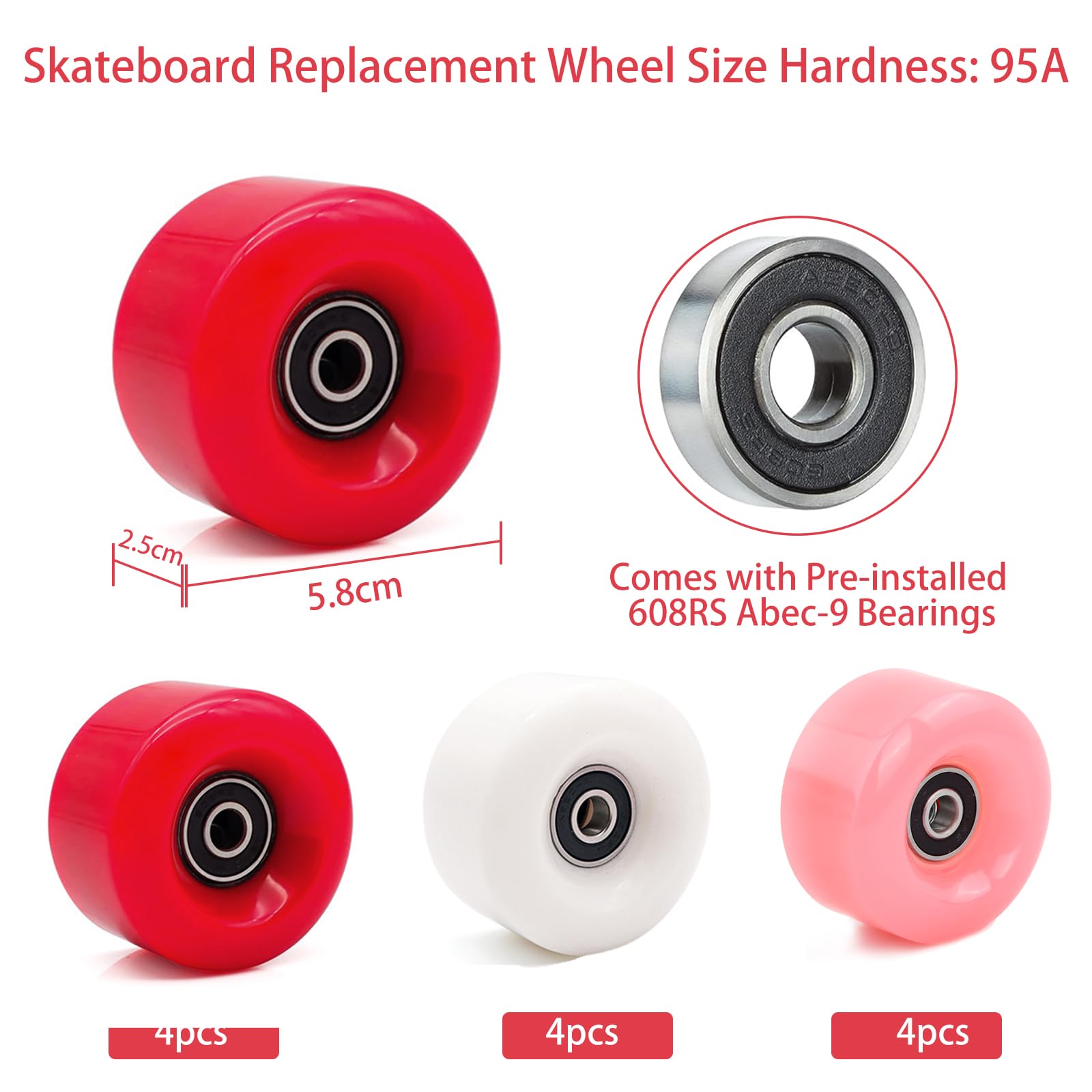 Roues De Patin à Roulettes Lumineuses Pour Intérieur Et Extérieur, Roues De Patin, Jantes Lumineuses, 85A, 62mm, 4 Pièces