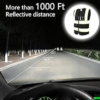 Vista 5 de Chaleco de seguridad reflectante de alta visibilidad para hombres y mujeres con bolsillos y cremallera frontal, cumple con los estándares ANSI/ISEA