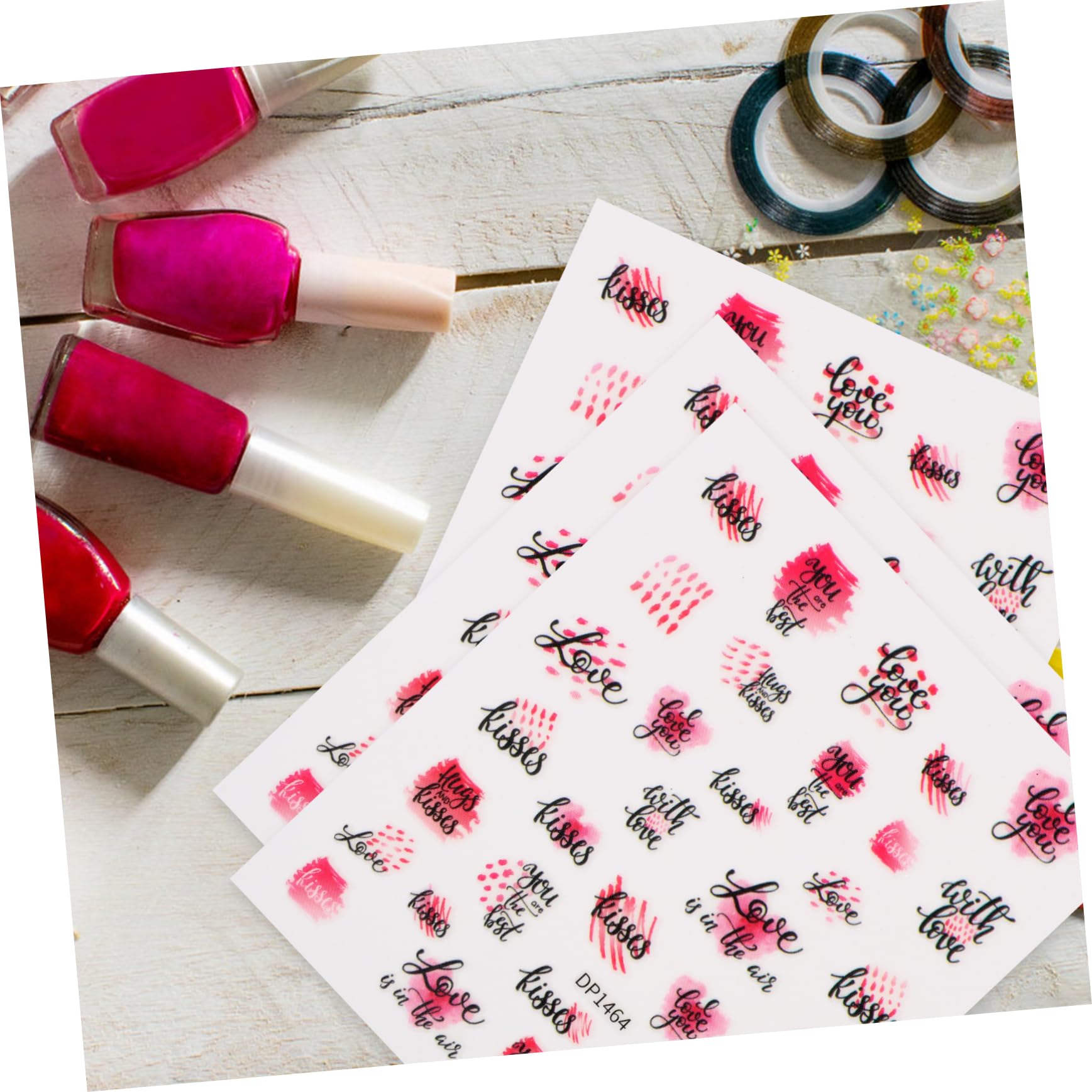 Beaupretty Feuilles Ongles Autocollants Lèvres Rouges Ongles Autocollants Valentine Coeur Nail Sticker Coeur Nail Art Autocollants Valentines Autocollants Coeur Ongles Autocollants