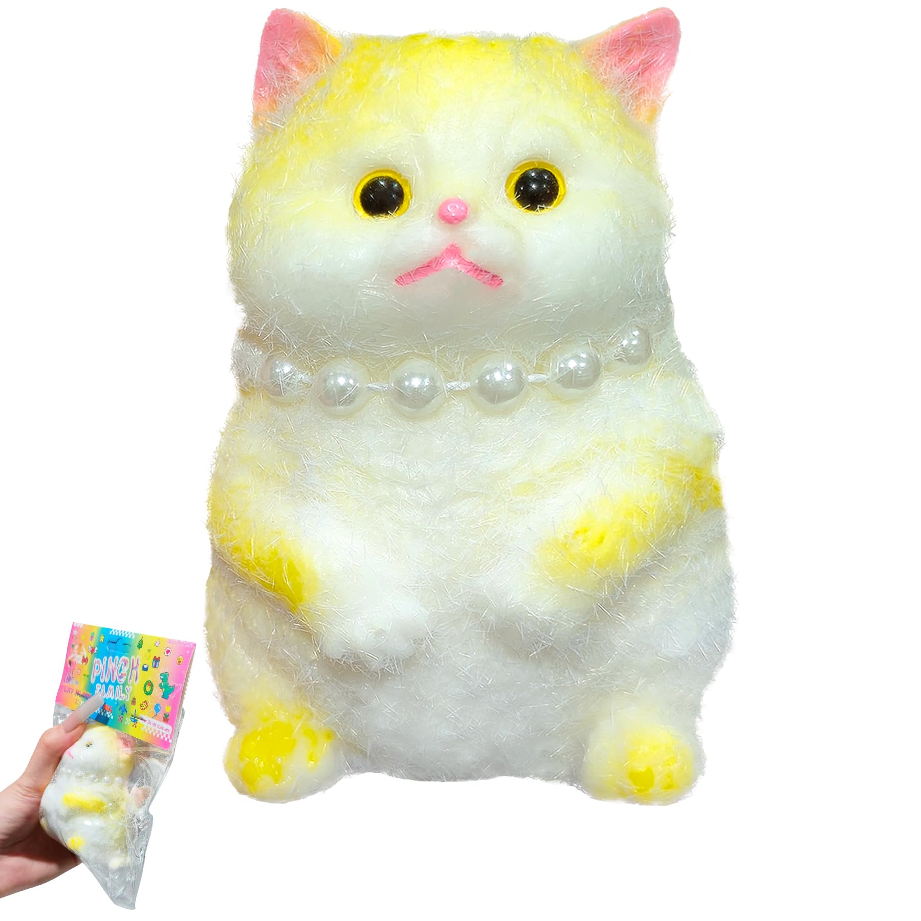 3D Cat Taba Squishy Squeeze Toys, Easter Basket Essentials Fufu Squishy Super Soft Cat Squeeze Toy for Stress Relief Fidget Fun Party Favors for Kids Adults Cat Lovers Birthdays Holidays