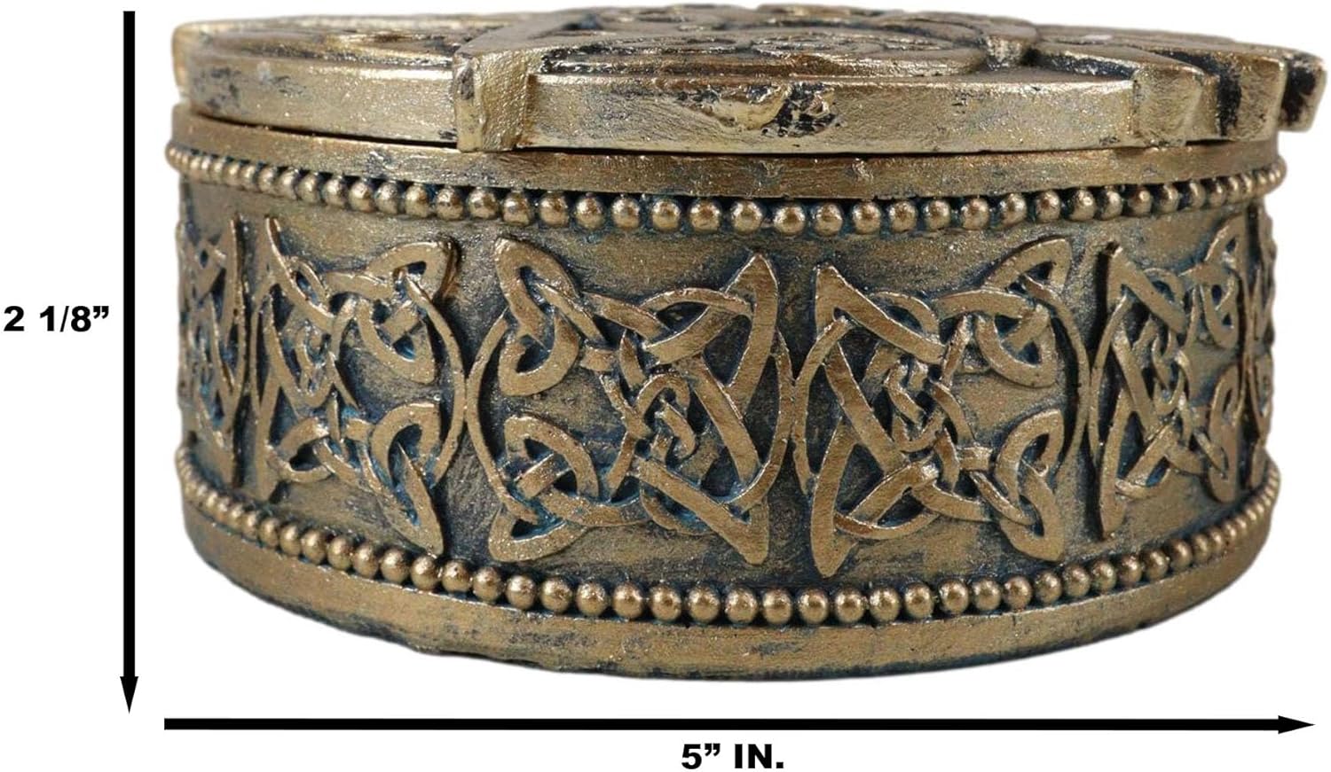 Ebros Gift Celtic Raven Lludd Morrigan Triple Goddess Pentacle And Sacred Rune Symbols Round Decorative Jewelry Trinket Box Figurine Mystical Legendary Folklore Accent