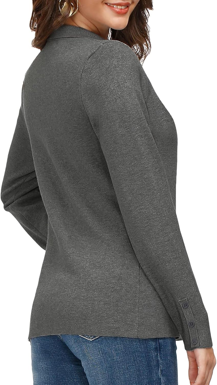 Women's Long Sleeve Casual Blazer Work Office Bussiness Jacket with Pocket - Image 4