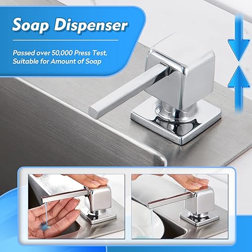 Miniatura 3 de CREA Dispensador de jabón de cocina, dispensador de jabón cromado para fregadero de cocina, dispensador de jabón integrado para baño con tubo de 39