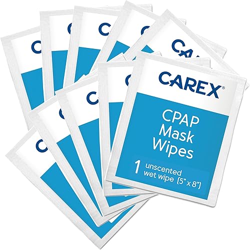 Carex CPAP - Toallitas para máscara - Paquete de 10 toallitas sin perfume para viajes