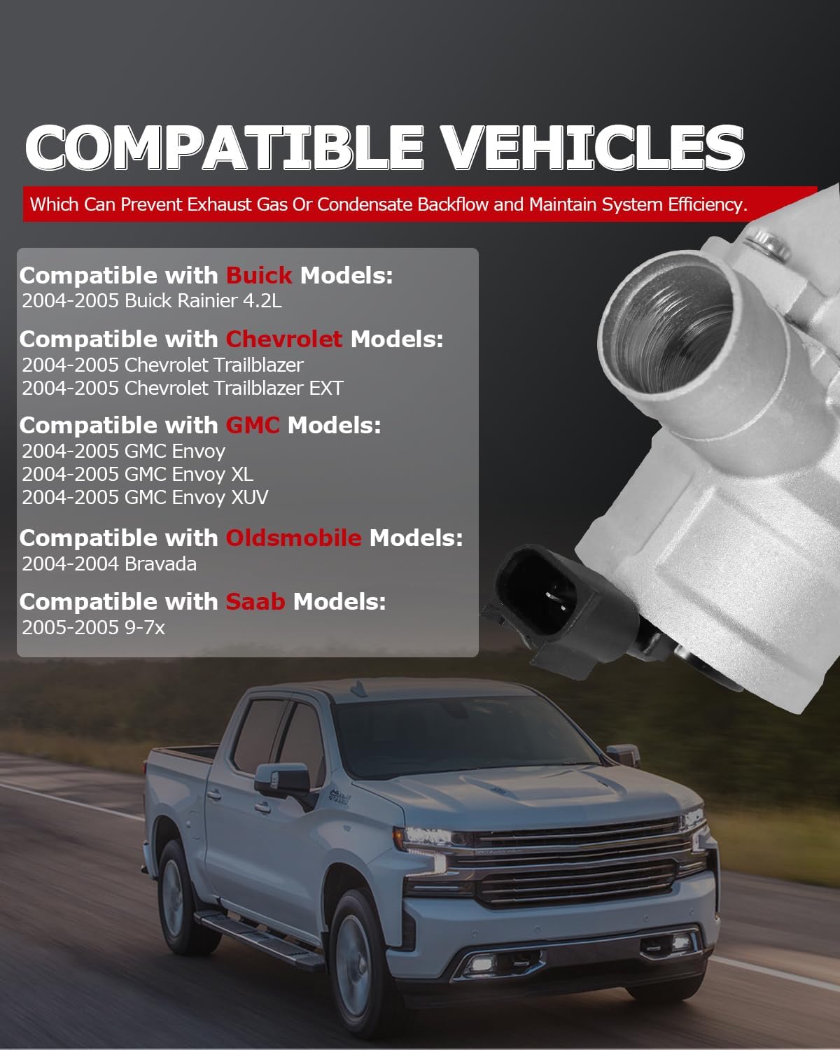 1ST 911-003 Secondary Air Injection Check Valve with Gaskets for Chevrolet for GMC for Buick for Oldsmobile for Saab Models 2004-2005 Replaces OE: 12575655 12619128