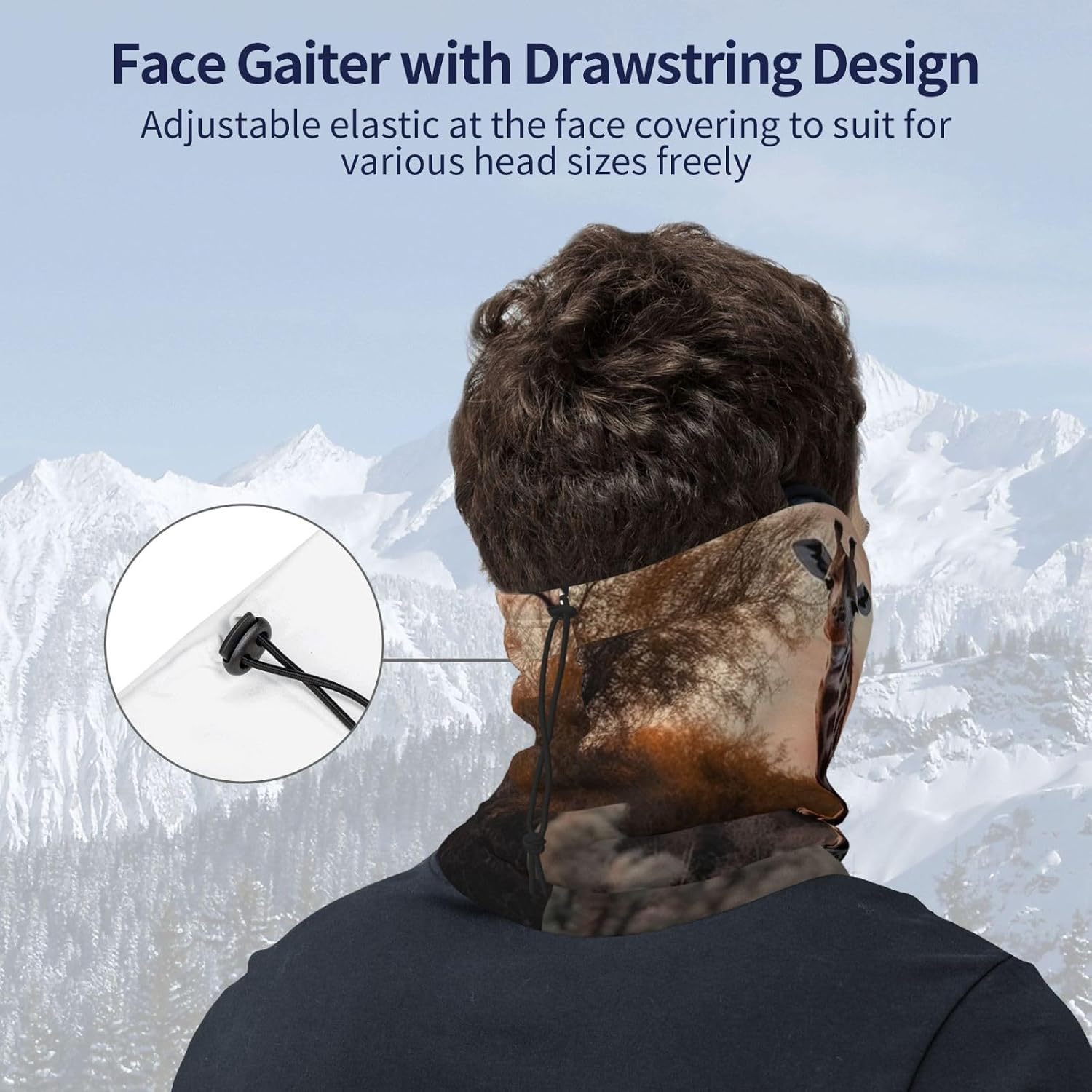 Winter Neck Warmer for Men Women, Giraffe Walking Neck Gaiter UV Sun Protection Face Mask Windproof Cold Weather Face Cover Thermal Ski Mask Scarf for Outdoor Sports Bandana