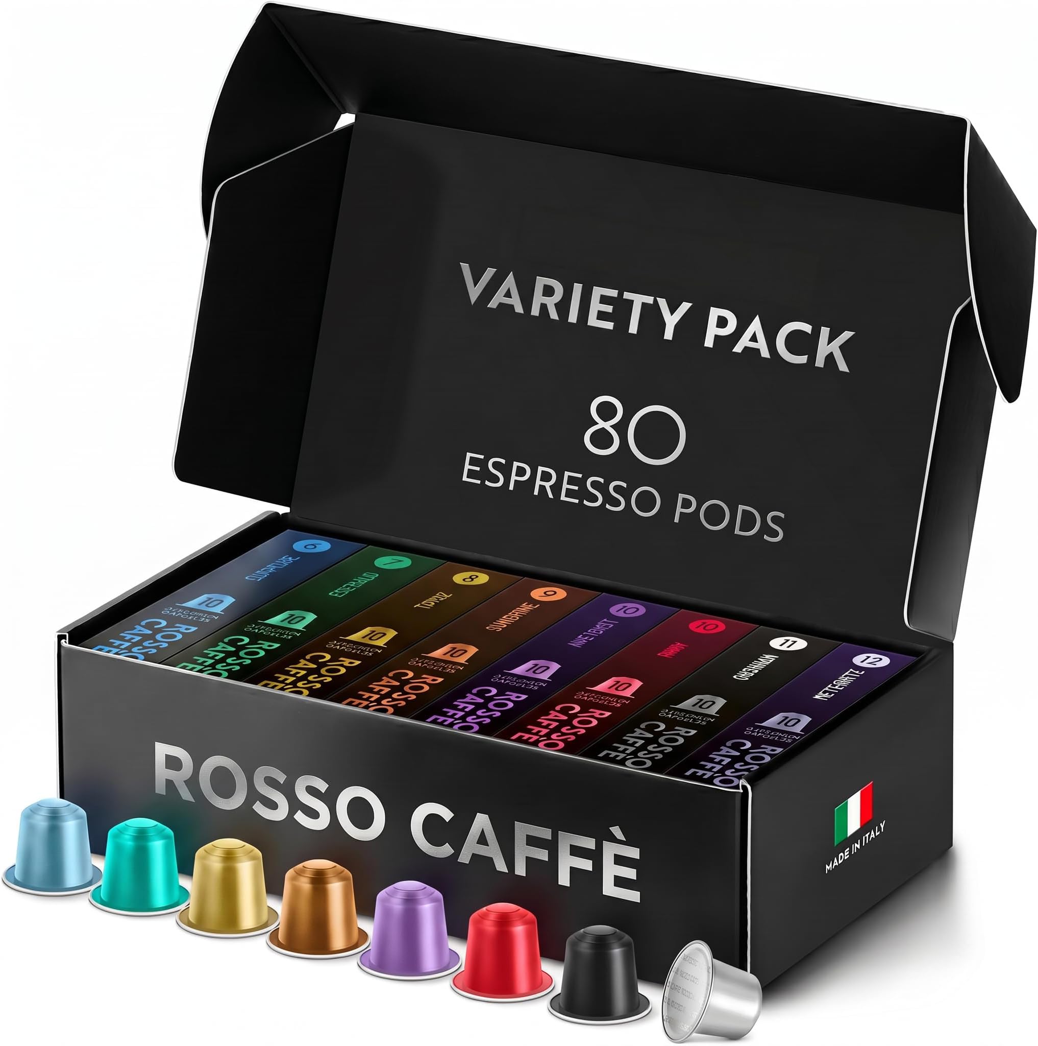Espresso Coffee Pods for Nespresso Original Machines - 80 Capsules Variety Pack, 8 Signature Flavors, Medium to Dark Roast