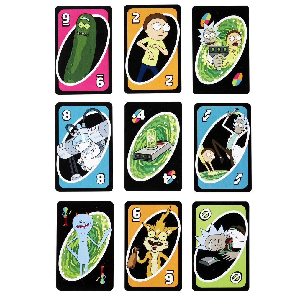 Mattel Games - GPN29 UNO Rick & Morty Kartenspiel, geeignet für 2 - 10 Spieler, Kartenspiele ab 13 Jahren