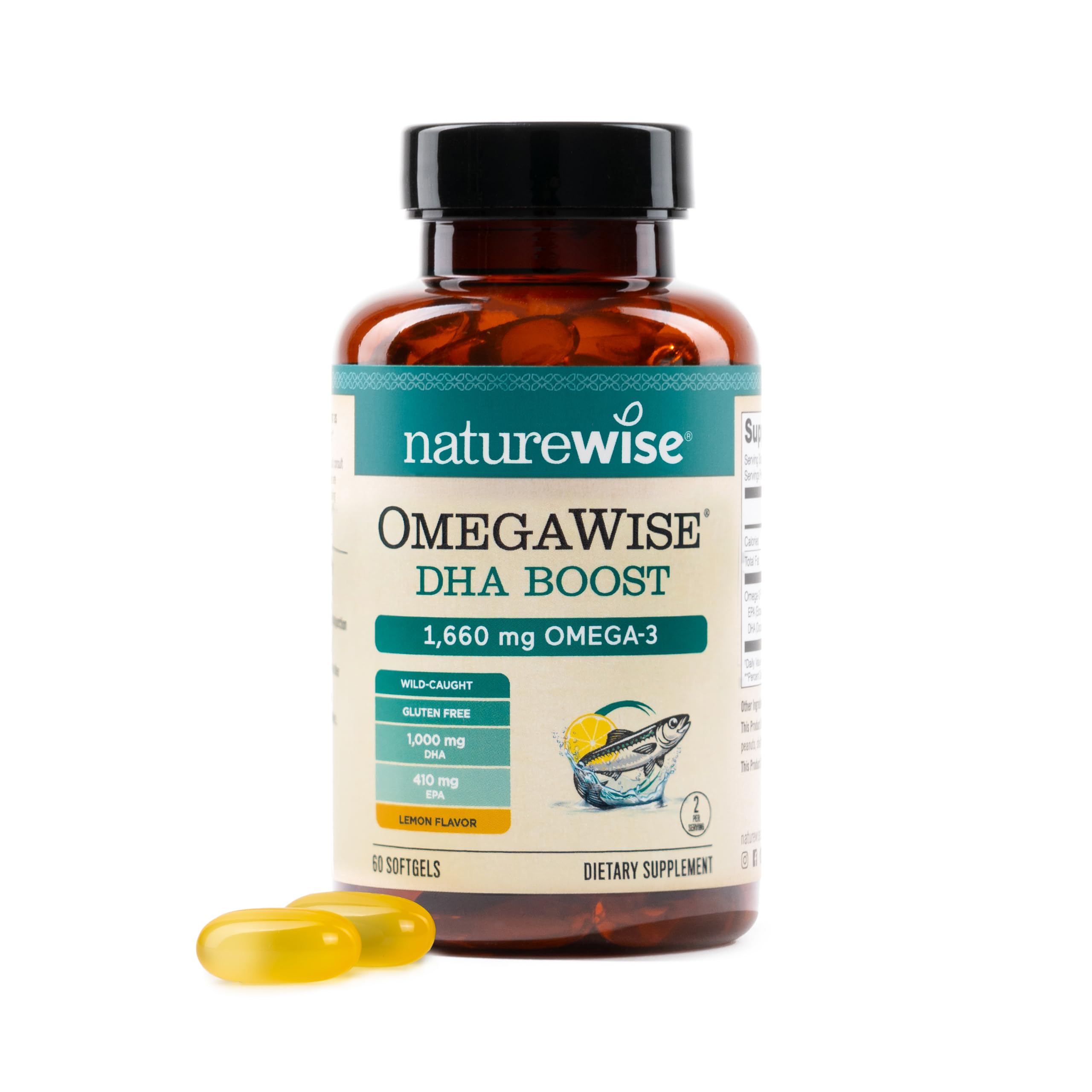 NatureWise OmegaWise DHA Boost Omega 3 Fish Oil Supplement - 90 Softgels
