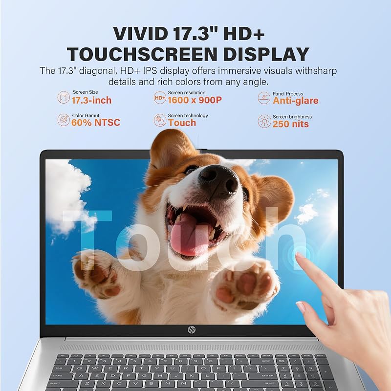 HP 17.3" Touchscreen Business Laptop, AMD Ryzen 5 7430U (6-Core), 20GB RAM, 512GB SSD, Large Anti-Glare Display, Backlit Keyboard, WiFi 6, Windows 11 Pro, Ideal for Office & Students, w/Accessories image 2
