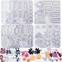 ZQYSING 4-Pack Resin Earring Molds - Variety Silicone Shapes for Epoxy Jewelry, Pendants, Keychains & Crafts