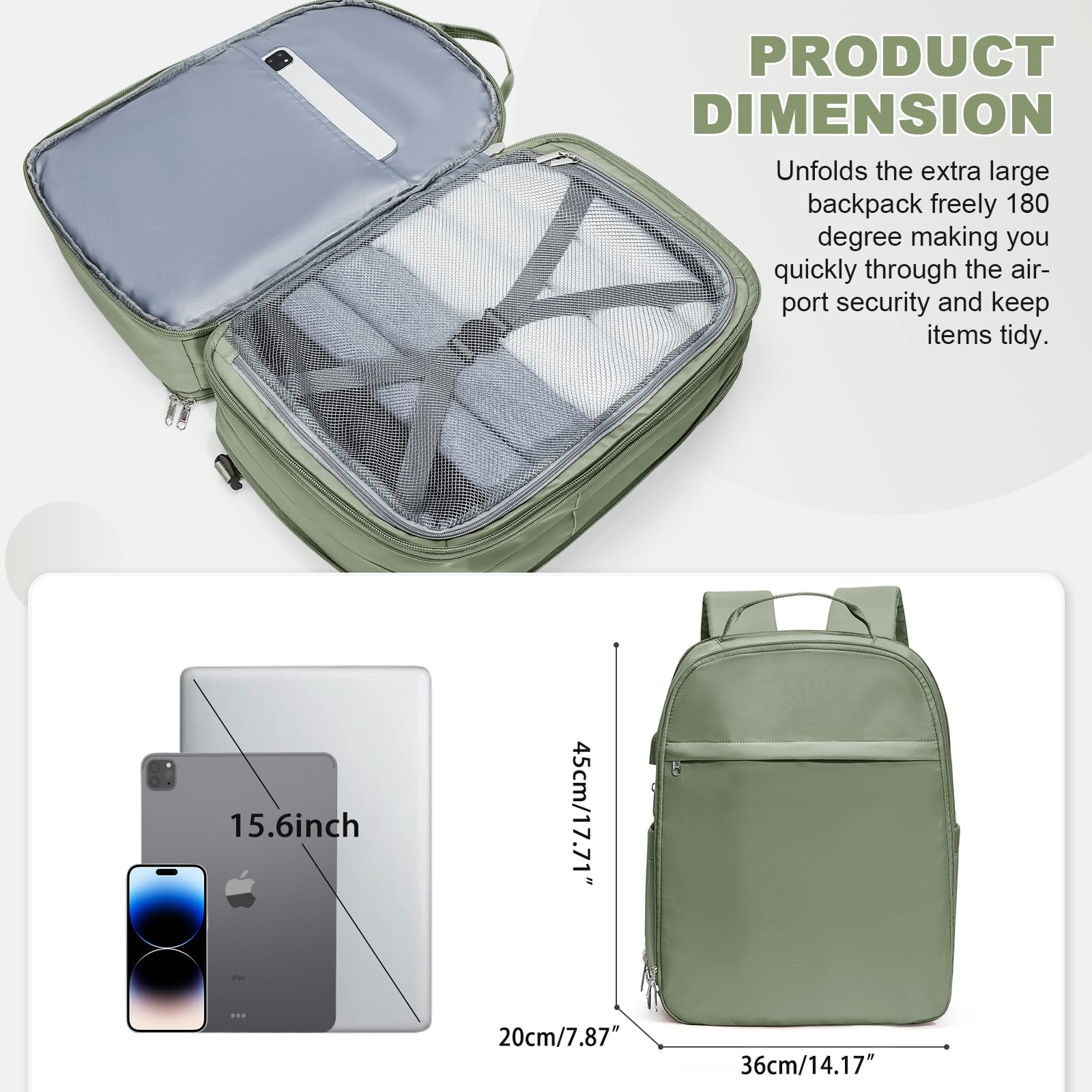 SZLX Borse da Viaggio 45x36x20 Zaino Easyjet Donna Zaino Ryanair 40x20x25 Bagaglio a Mano Zaino impermeabile uomo trekking, Borsa da Viaggio Cabina aereo Zaino per Laptop con Porta di ricarica USB
