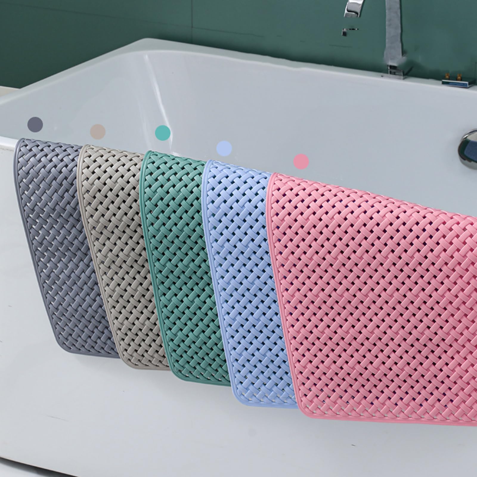 Weich Duschmatte rutschfest mit Gewebtes Texturdesign, Sicherheits Badewannenmatte Badematte mit Ablauflöchern, Antirutschmatte Dusche für Badewanne und Nassbereiche,A,48x78cm/19x31in