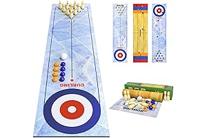 3-in-1 Desktop Curling, Shuffleboard, and Bowling Game