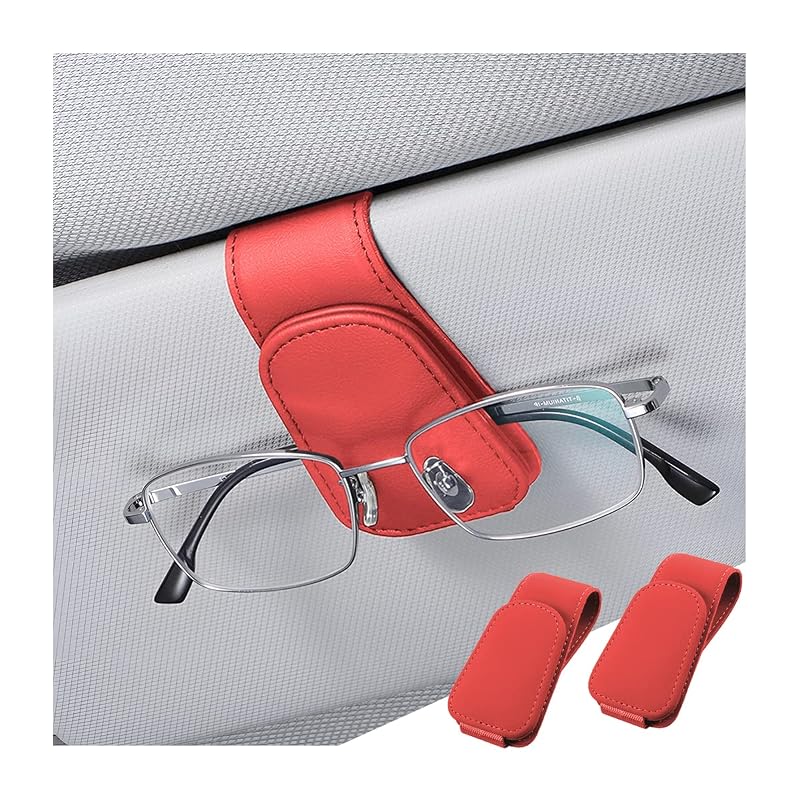 Suporte magnético para óculos de sol no para-sol automotivo zipelo vermelho, kit com 2 peças