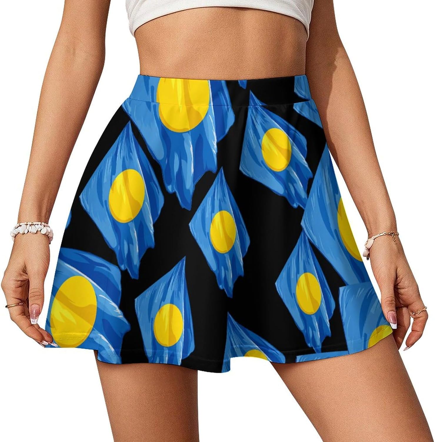 Palauan Palau Flag Women Tennis Skirt Print Golf Skirts Mini Casual Workout Skorts